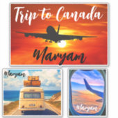 Reis naar Canada (reisstempels) Vliegtuigkoffer Sticker (Voorkant)