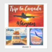 Reis naar Canada (reisstempels) Vliegtuigkoffer Sticker (Vel)