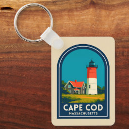 Reis naar Cape Cod Nauset Lighthouse Retro Vintage Sleutelhanger
