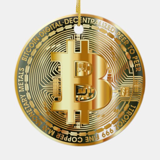 Reis naar Cryptocurrency Chic: Bitcoin Elegance Keramisch Ornament (Achterkant)