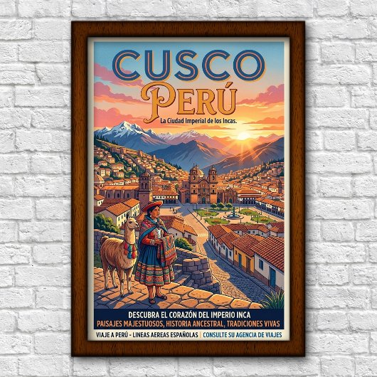 Reis naar Cusco, Peru in de jaren 60 Poster