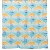 Reis naar de Beach Sailor Boat Douchegordijn (Voorkant)