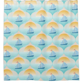 Reis naar de Beach Sailor Boat Douchegordijn