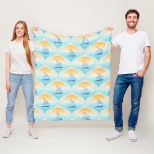 Reis naar de Beach Sailor Boat Fleece Deken