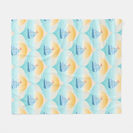 Reis naar de Beach Sailor Boat Fleece Deken (Voorkant (Horizontaal))