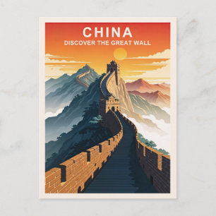 Reis naar de Grote Muur van China uit het verleden Briefkaart