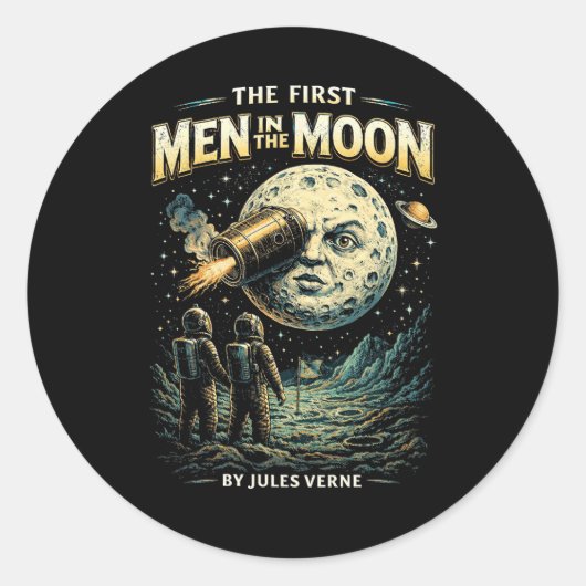 Reis naar de Maan Ronde Sticker (Voorkant)