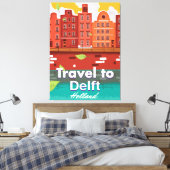 Reis naar de reisposter Delft Holland Canvas Afdruk (Insitu (Slaapkamer))