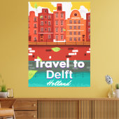 Reis naar de reisposter Delft Holland Canvas Afdruk (Insitu (Woonkamer))