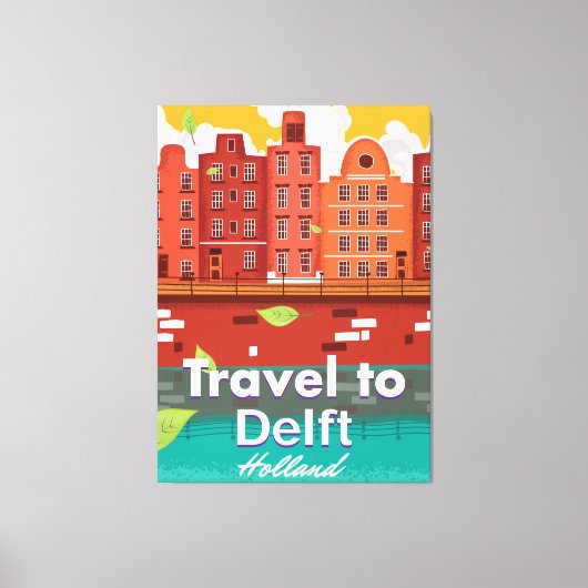 Reis naar de reisposter Delft Holland Canvas Afdruk (Voorkant)