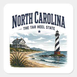 Reis naar de vuurtoren van North Carolina Vierkante Sticker
