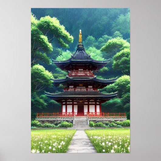 Reis naar de Wooden Japanse tempel Poster (Voorkant)
