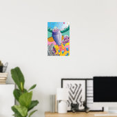 Reis naar een fantasiewereld met een raket. poster (Thuiskantoor)