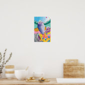 Reis naar een fantasiewereld met een raket. poster (Keuken)