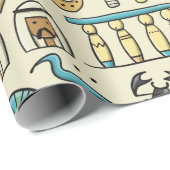 Reis naar Egypte. Naadloos patroon Cadeaupapier (Rol Hoek)