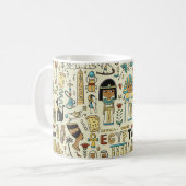 Reis naar Egypte. Naadloos patroon Koffiemok (Voorkant links)