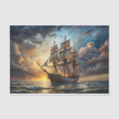 Reis naar Glory Majestic Tall Ship Decoupage Tissuepapier (Voorkant)