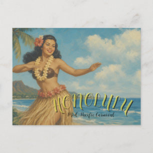 Reis naar Hawaï in vintage stijl Briefkaart