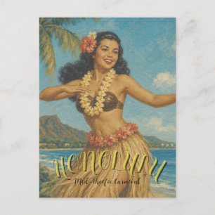 Reis naar Hawaï in vintage stijl Briefkaart