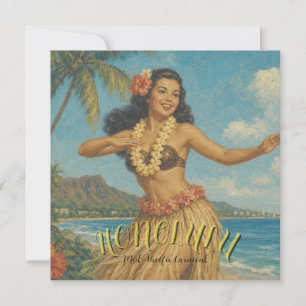 Reis naar Hawaï in vintage stijl Feestdagenkaart