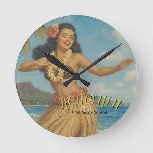 Reis naar Hawaï in vintage stijl Ronde Klok