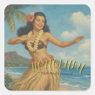 Reis naar Hawaï in vintage stijl Vierkante Sticker