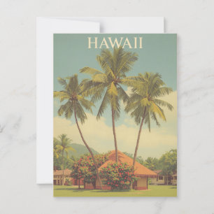 Reis naar Hawaï in vintage tropisch strand Briefkaart