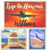Reis naar Hawaï (reisstempels) Vliegtuigkoffer Sticker (Voorkant)