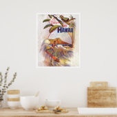 Reis naar Hawaï, surfen op een grote golf,  Poster (Keuken)
