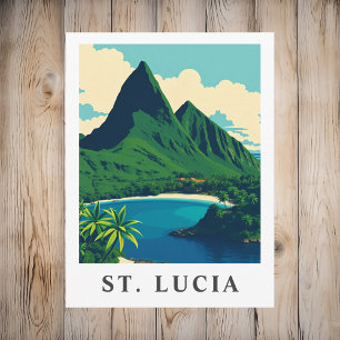 Reis naar het Caribische eiland St. Lucia in vinta Briefkaart
