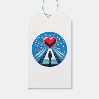 Reis naar het hart - Emotioneel Pixel Art Design Cadeaulabel