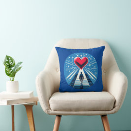 Reis naar het hart - Emotioneel Pixel Art Design Kussen