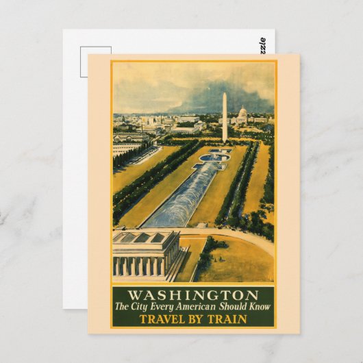 Reis naar het historische Washington DC National M Briefkaart (Voorkant / Achterkant)