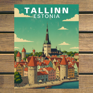 Reis naar het middeleeuwse Tallinn Estland Briefkaart