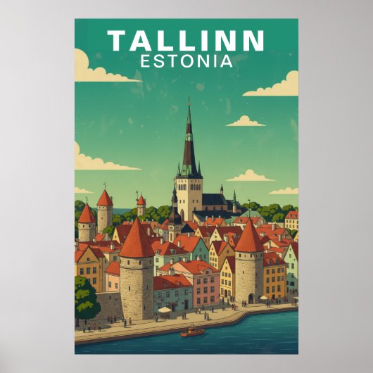 Reis naar het middeleeuwse Tallinn Estland Poster (Voorkant)