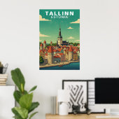 Reis naar het middeleeuwse Tallinn Estland Poster (Thuiskantoor)