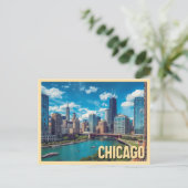 Reis naar het oude Chicago Briefkaart (Staand voorkant)