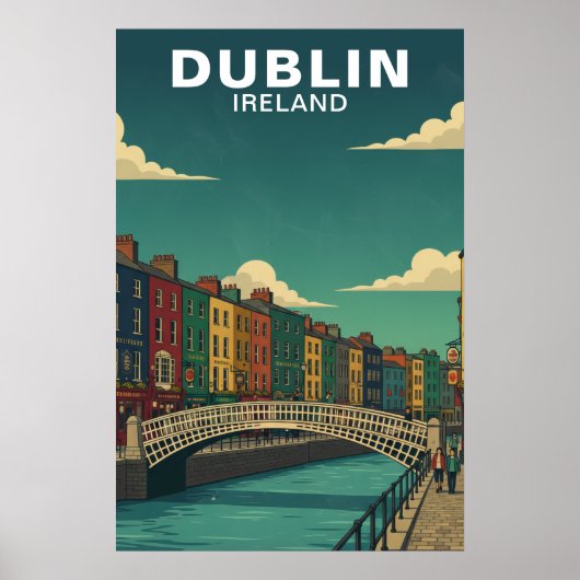 Reis naar het oude Dublin Ierland Ha'penny Bridge Poster (Voorkant)