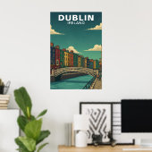 Reis naar het oude Dublin Ierland Ha'penny Bridge Poster (Thuiskantoor)