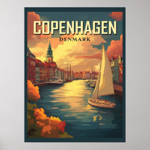 Reis naar het oude Kopenhagen Denemarken Poster