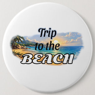 Reis naar het strand Tropisch zonsondergang Ontsna Ronde Button 6,0 Cm