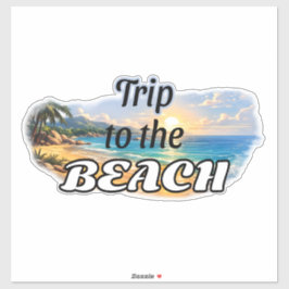 Reis naar het strand Tropisch zonsondergang Ontsna Sticker