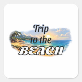 Reis naar het strand Tropisch zonsondergang ontsna Vierkante Sticker