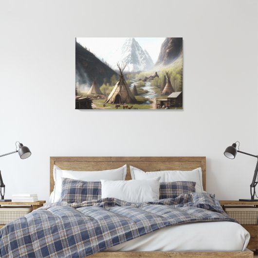 Reis naar het verborgen inheemse Amerikaanse kamp Canvas Afdruk (Insitu (Slaapkamer))