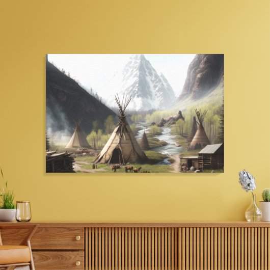 Reis naar het verborgen inheemse Amerikaanse kamp Canvas Afdruk (Insitu (Woonkamer))