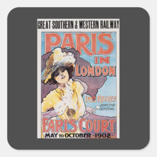 Reis naar het verleden, Parijs in Londen spoorweg  Vierkante Sticker