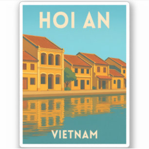 Reis naar Hoi An Vietnam Retro Schilderachtig Sticker