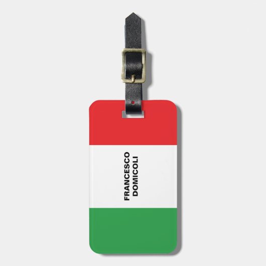 Reis naar Italië Italiaanse vlag gepersonaliseerd Bagagelabel (Voorkant verticaal)