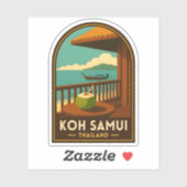 Reis naar Koh Samui eiland Thailand Retro Sticker (Vel)
