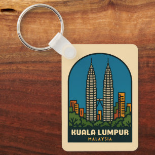 Reis naar Kuala Lumpur Maleisië in Retro Stijl Sleutelhanger